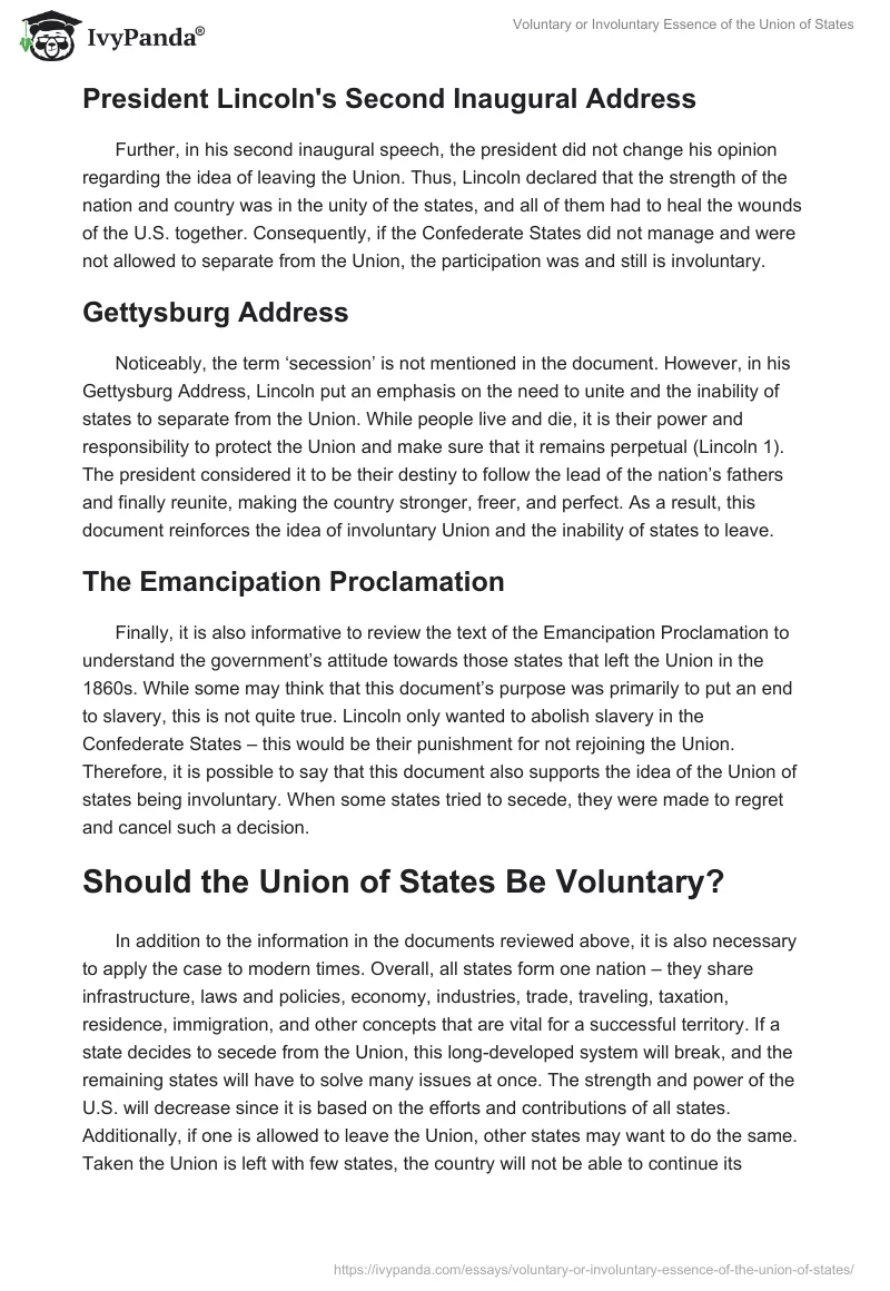 Voluntary or Involuntary Essence of the Union of States. Page 2