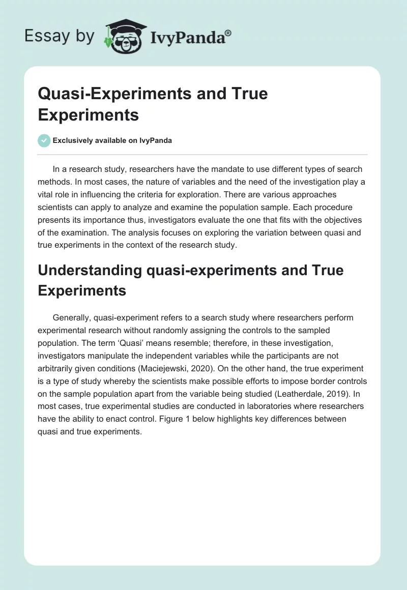 Quasi-Experiments and True Experiments. Page 1