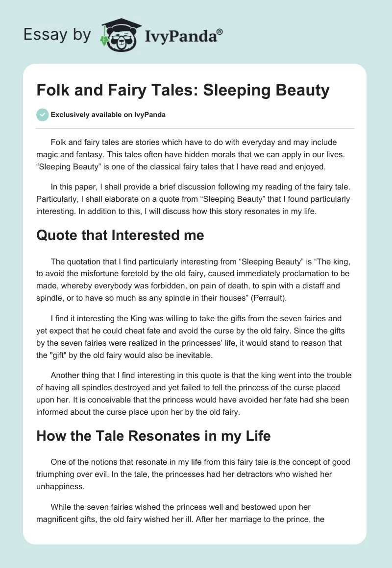 Folk and Fairy Tales: Sleeping Beauty. Page 1
