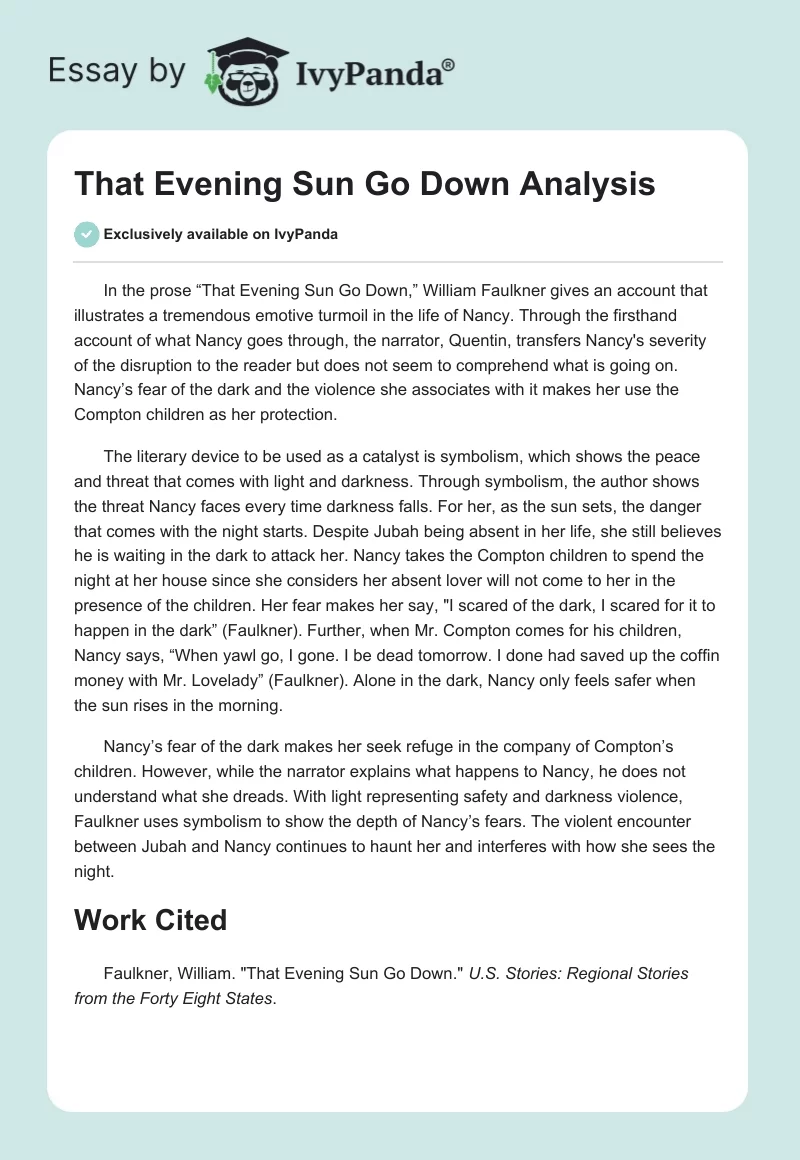 "That Evening Sun Go Down" Analysis. Page 1