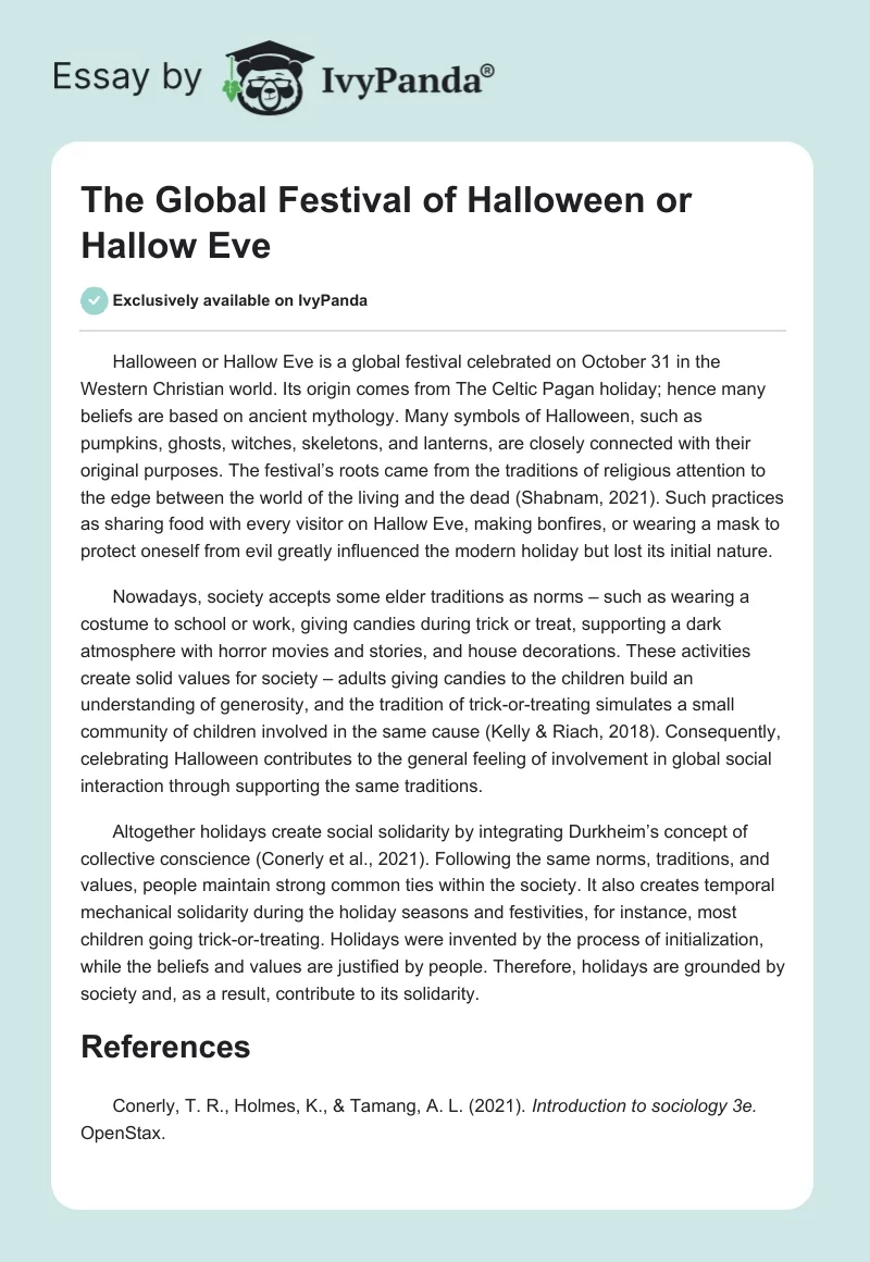 The Global Festival of Halloween or Hallow Eve. Page 1