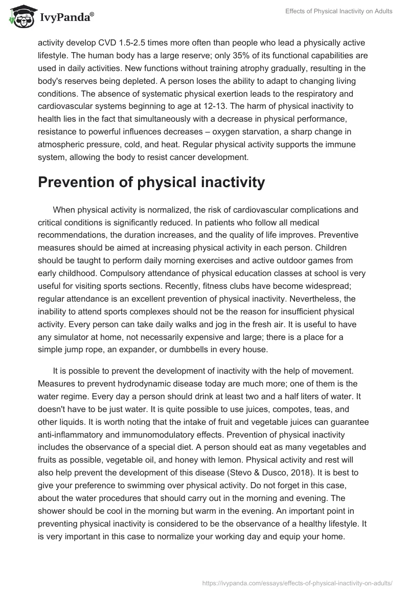 Effects of Physical Inactivity on Adults. Page 2