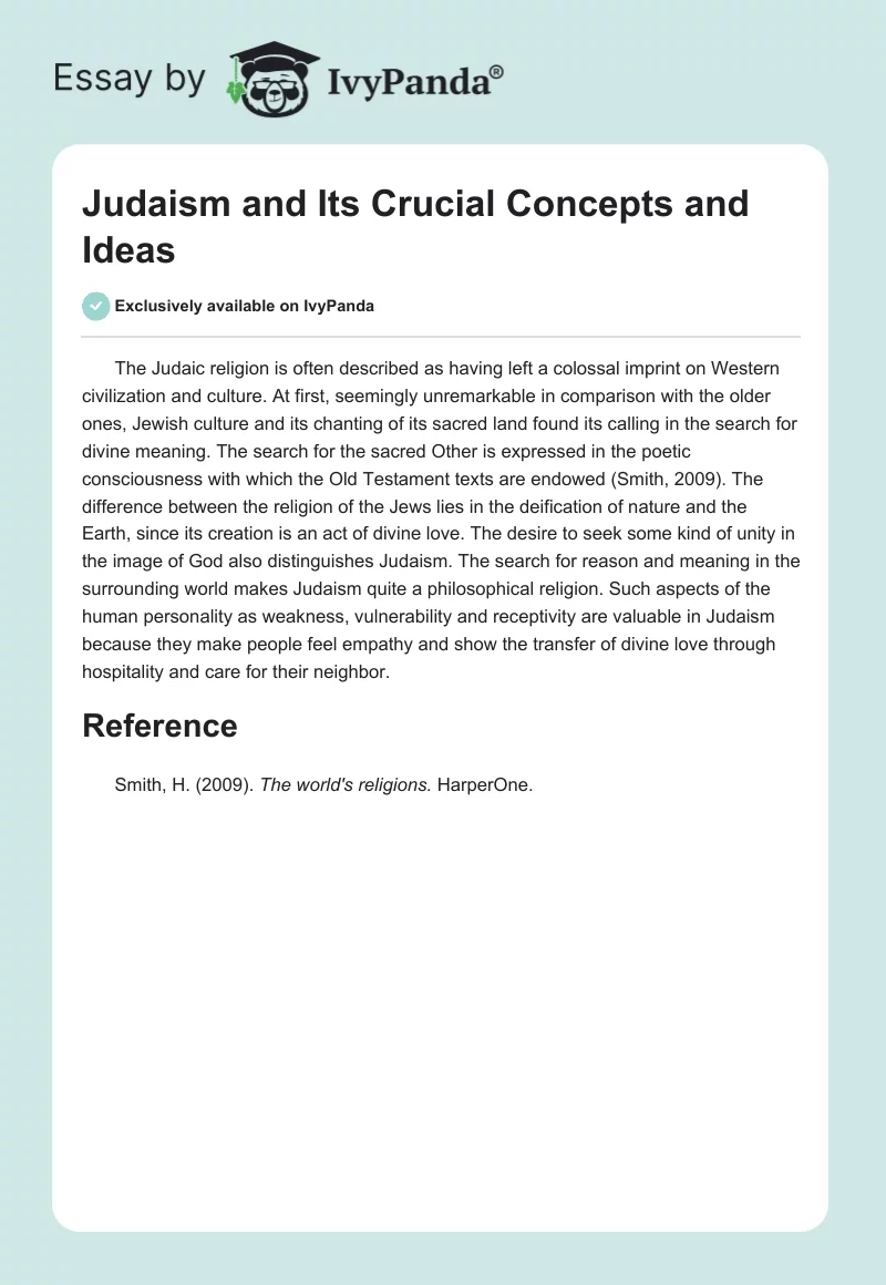 Judaism and Its Crucial Concepts and Ideas. Page 1