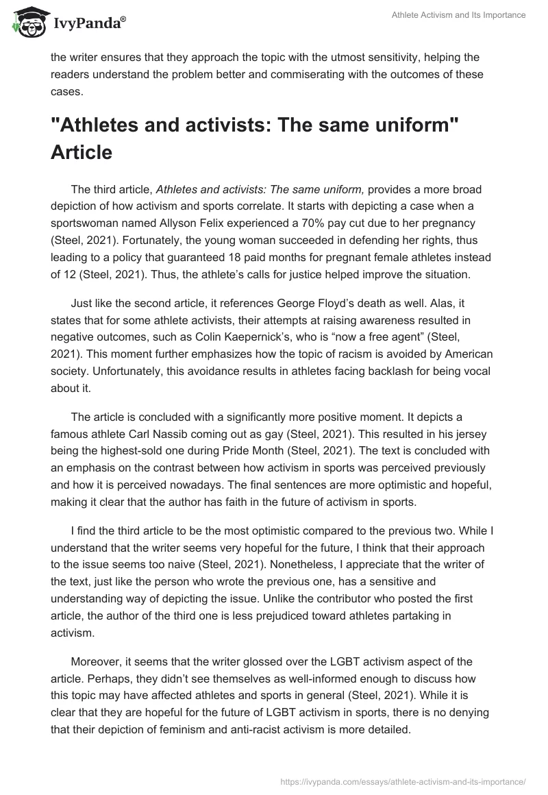 Athlete Activism and Its Importance. Page 3