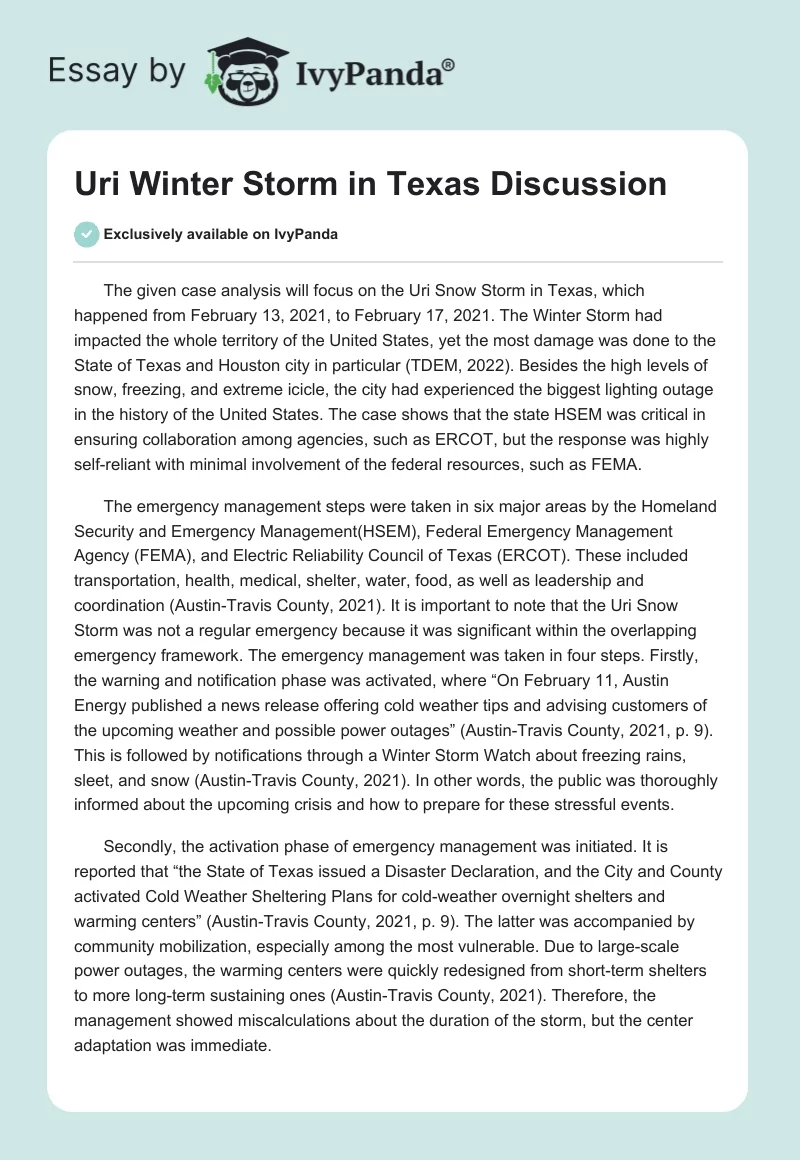 Uri Winter Storm in Texas Discussion. Page 1