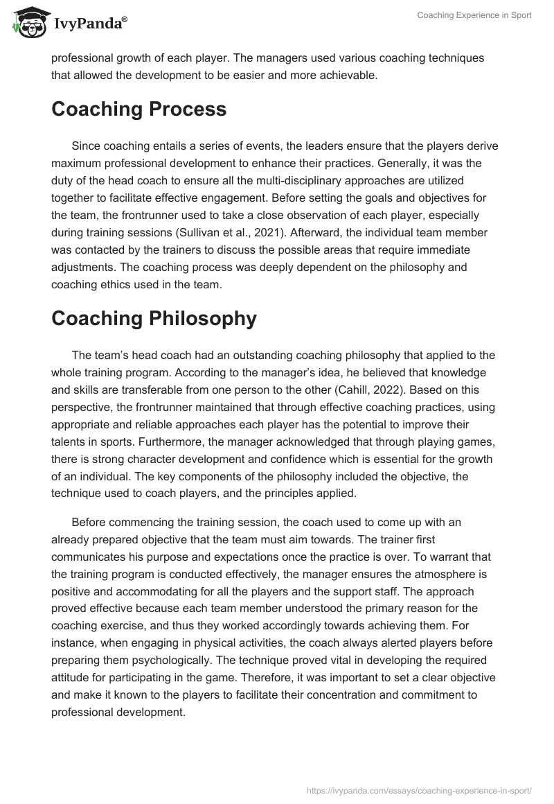 Coaching Experience in Sport. Page 2
