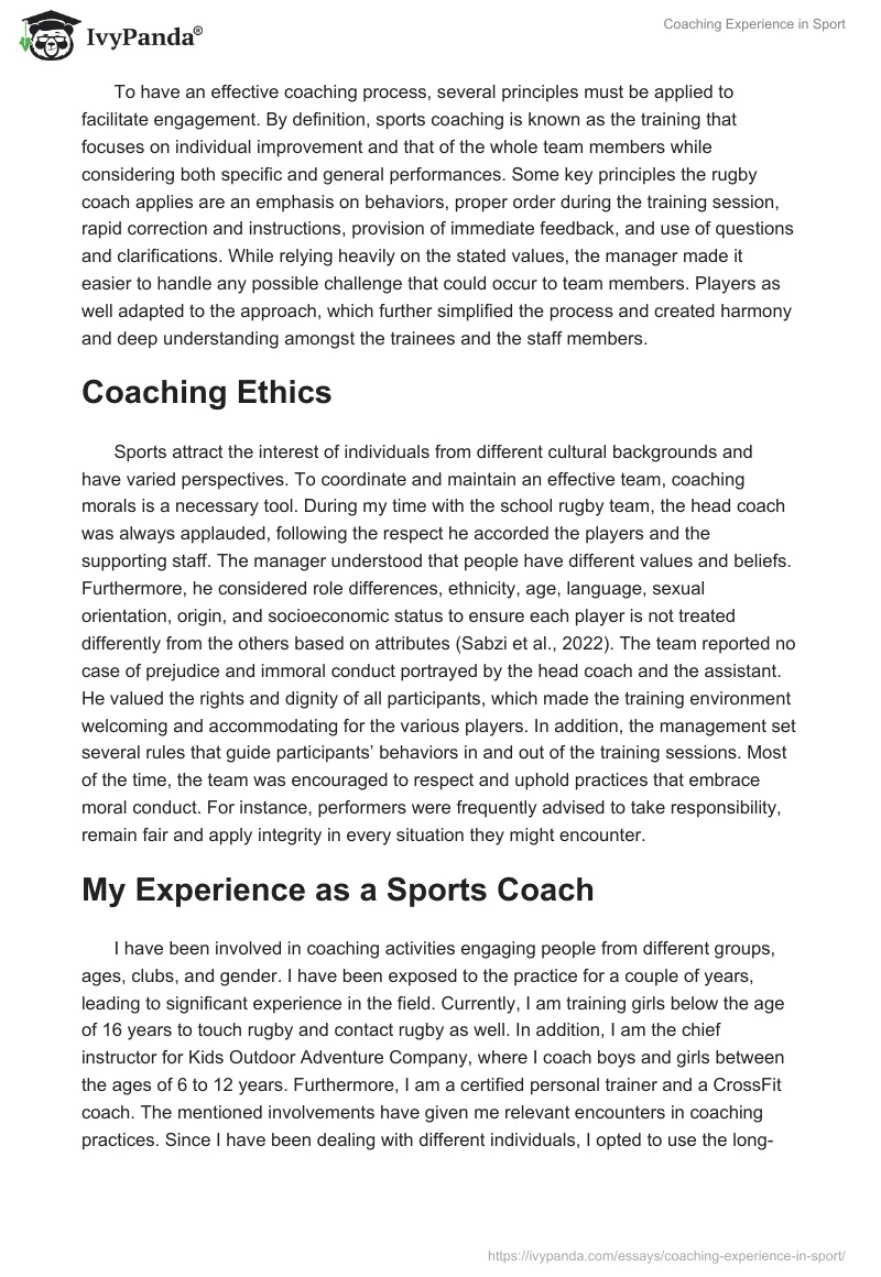 Coaching Experience in Sport. Page 3
