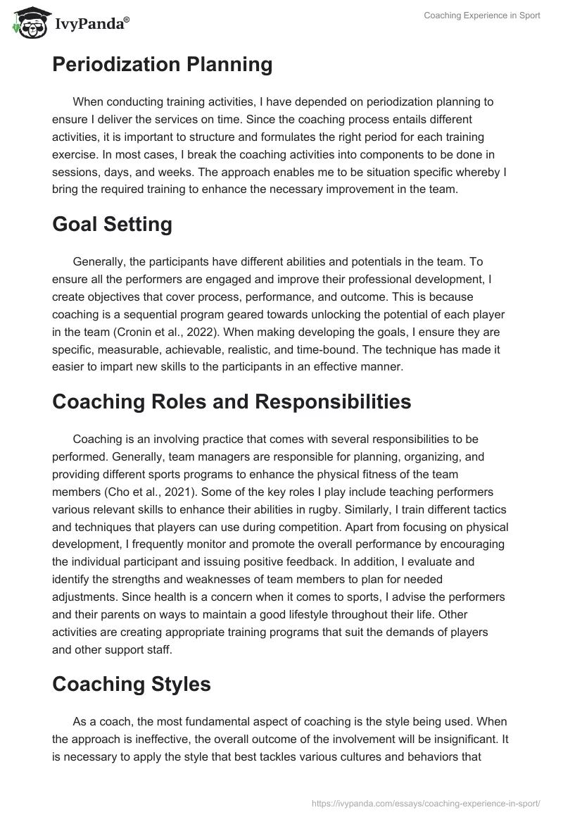 Coaching Experience in Sport. Page 5