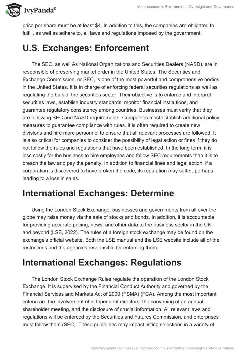Macroeconomic Environment: Oversight and Governance. Page 3