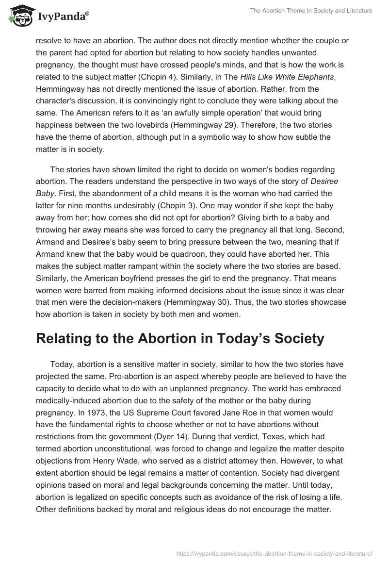 The Abortion Theme in Society and Literature. Page 2