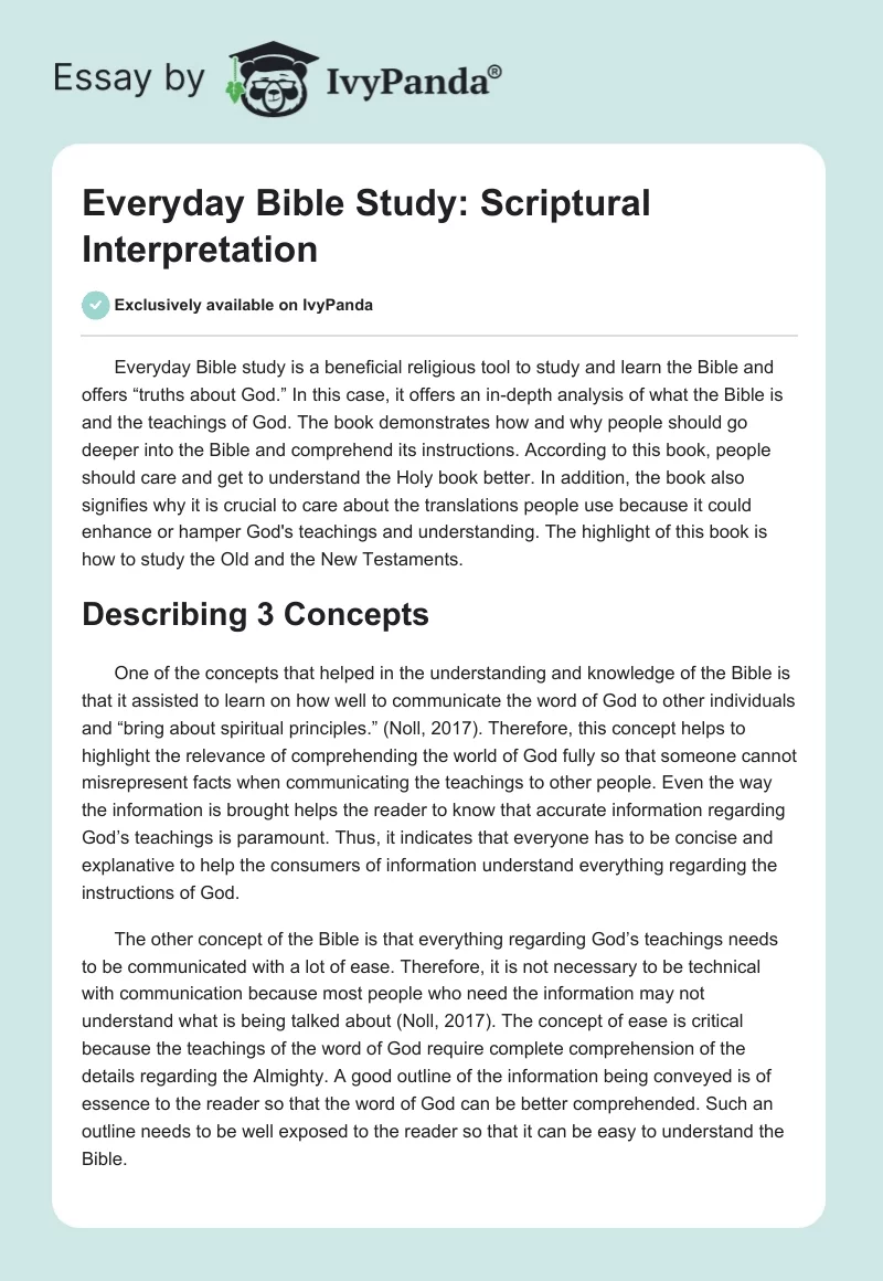 Everyday Bible Study: Scriptural Interpretation. Page 1