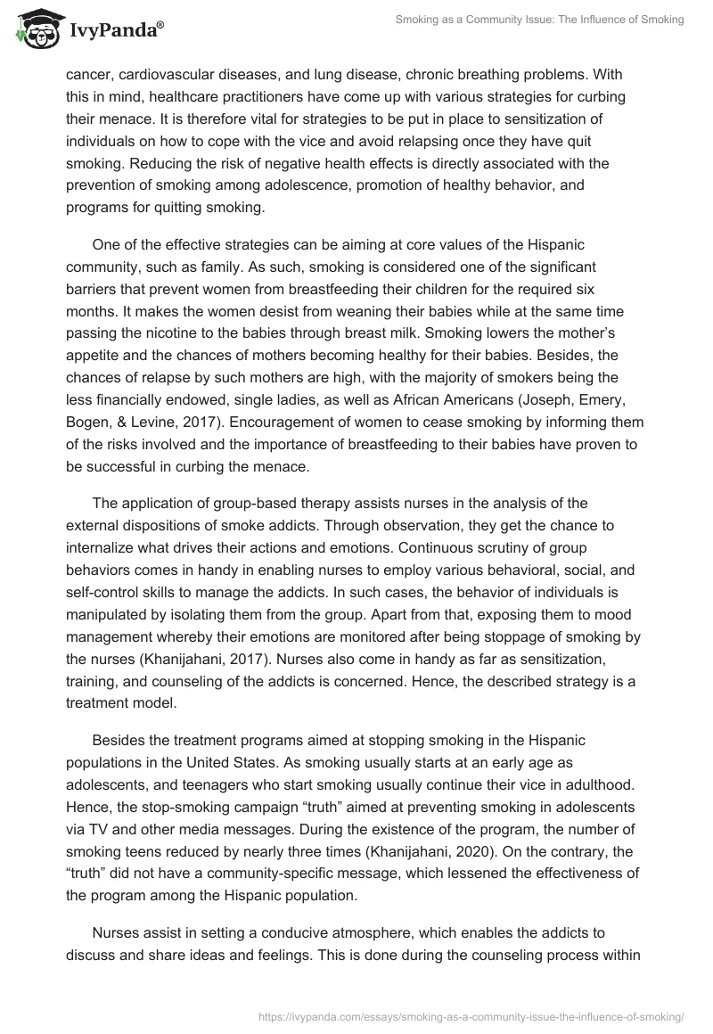 Smoking as a Community Issue: The Influence of Smoking. Page 2