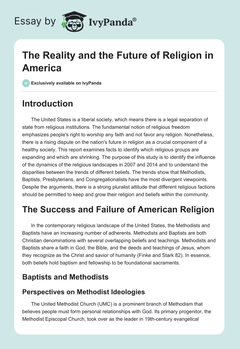 The Reality and the Future of Religion in America. Page 1