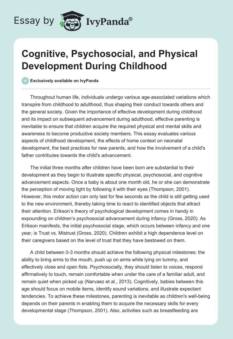 Cognitive, Psychosocial, and Physical Development During Childhood. Page 1