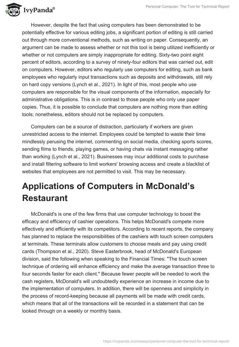 Personal Computer: The Tool for Technical Report. Page 3