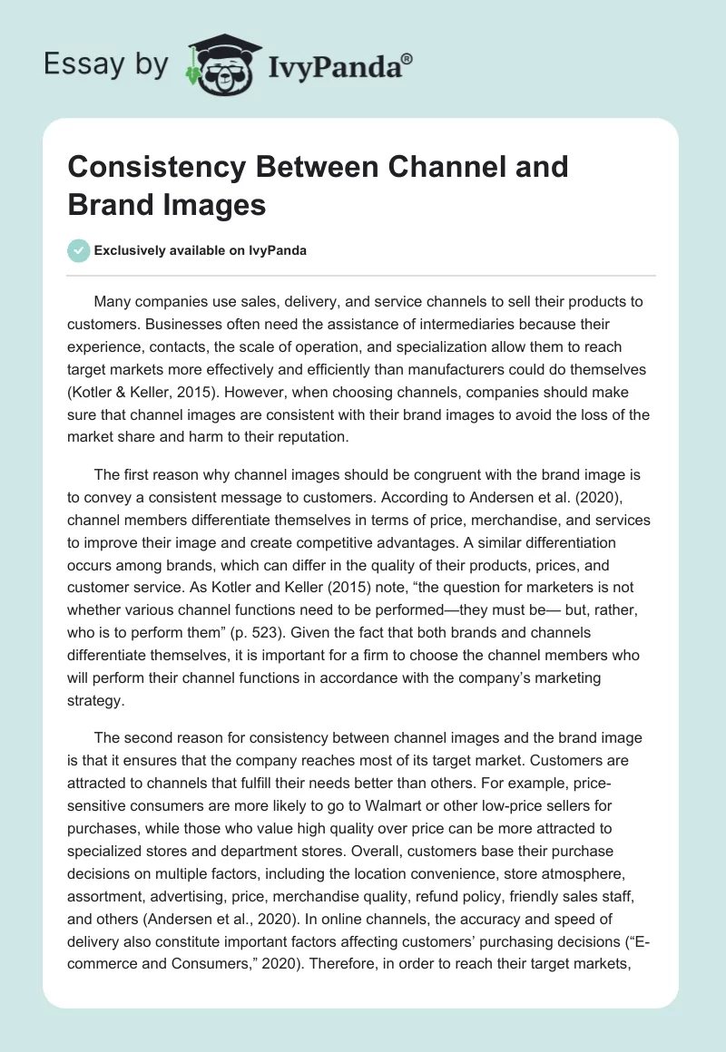 Consistency Between Channel and Brand Images. Page 1