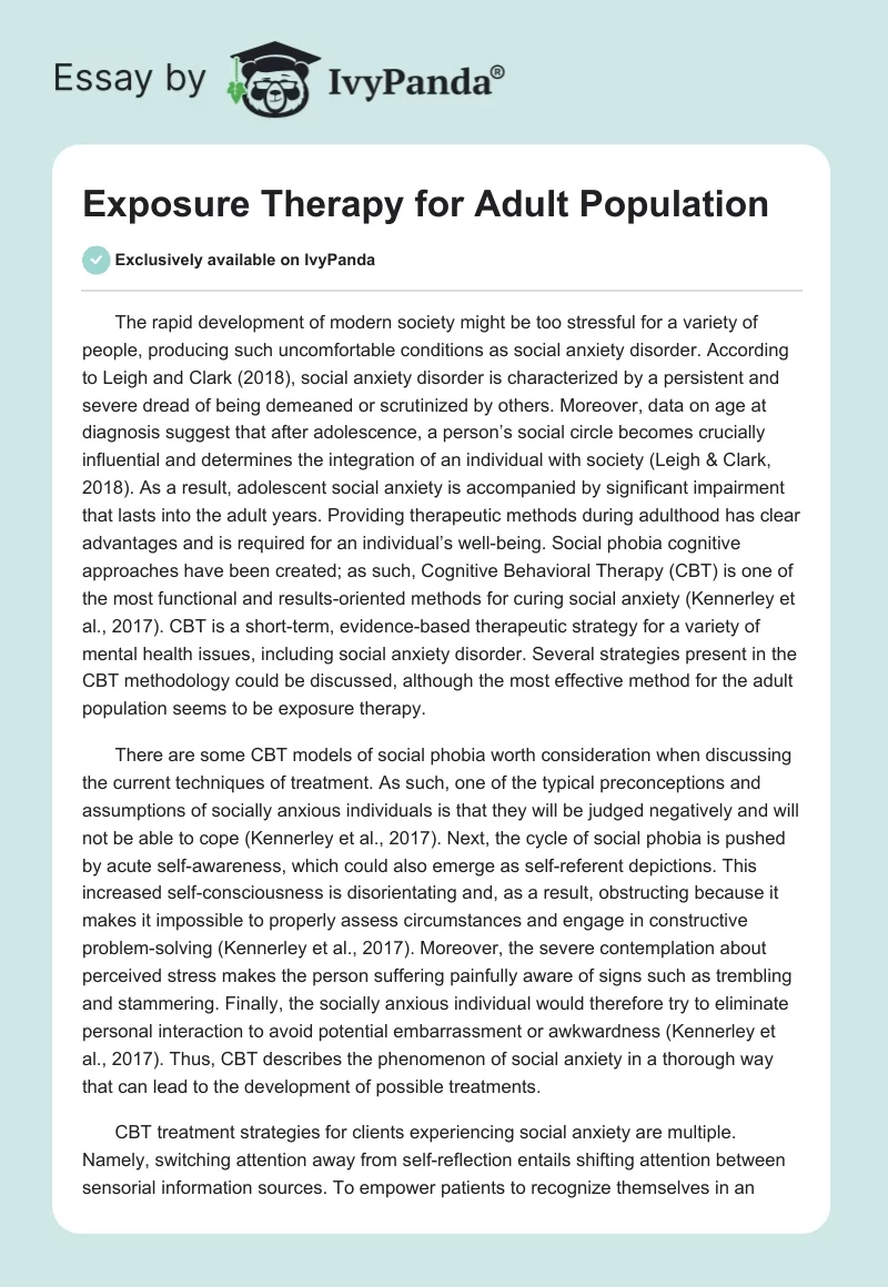 Exposure Therapy for Adult Population. Page 1