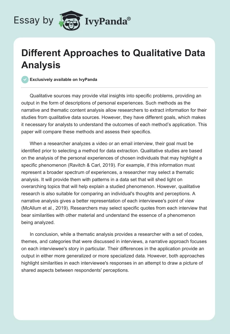 Different Approaches to Qualitative Data Analysis. Page 1