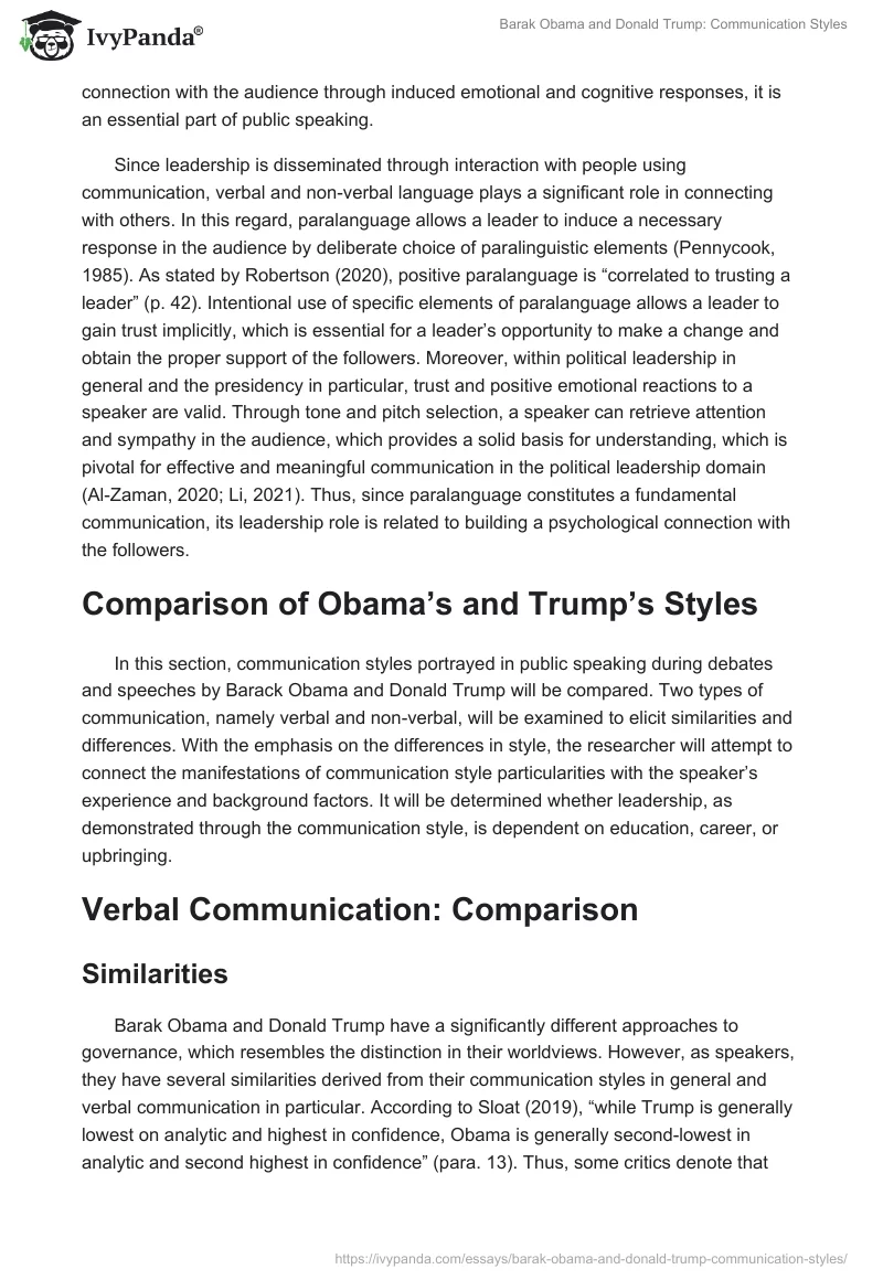 Barak Obama and Donald Trump: Communication Styles. Page 2
