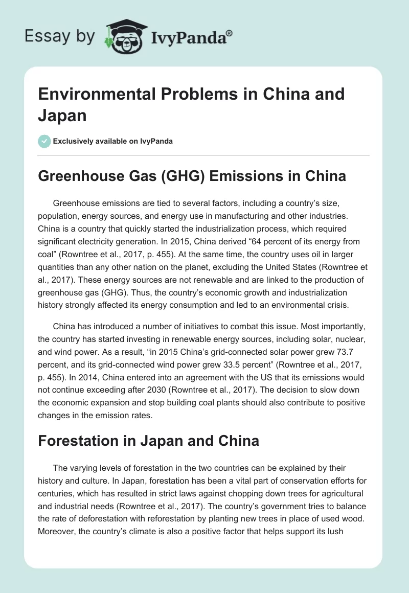 Environmental Problems in China and Japan. Page 1