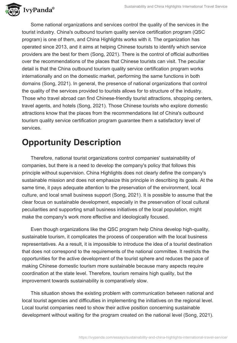 Sustainability and China Highlights International Travel Service. Page 4