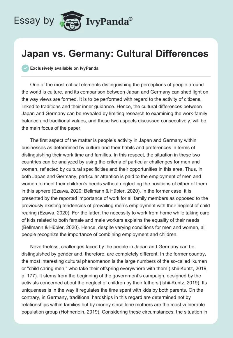 Japan vs. Germany: Cultural Differences. Page 1