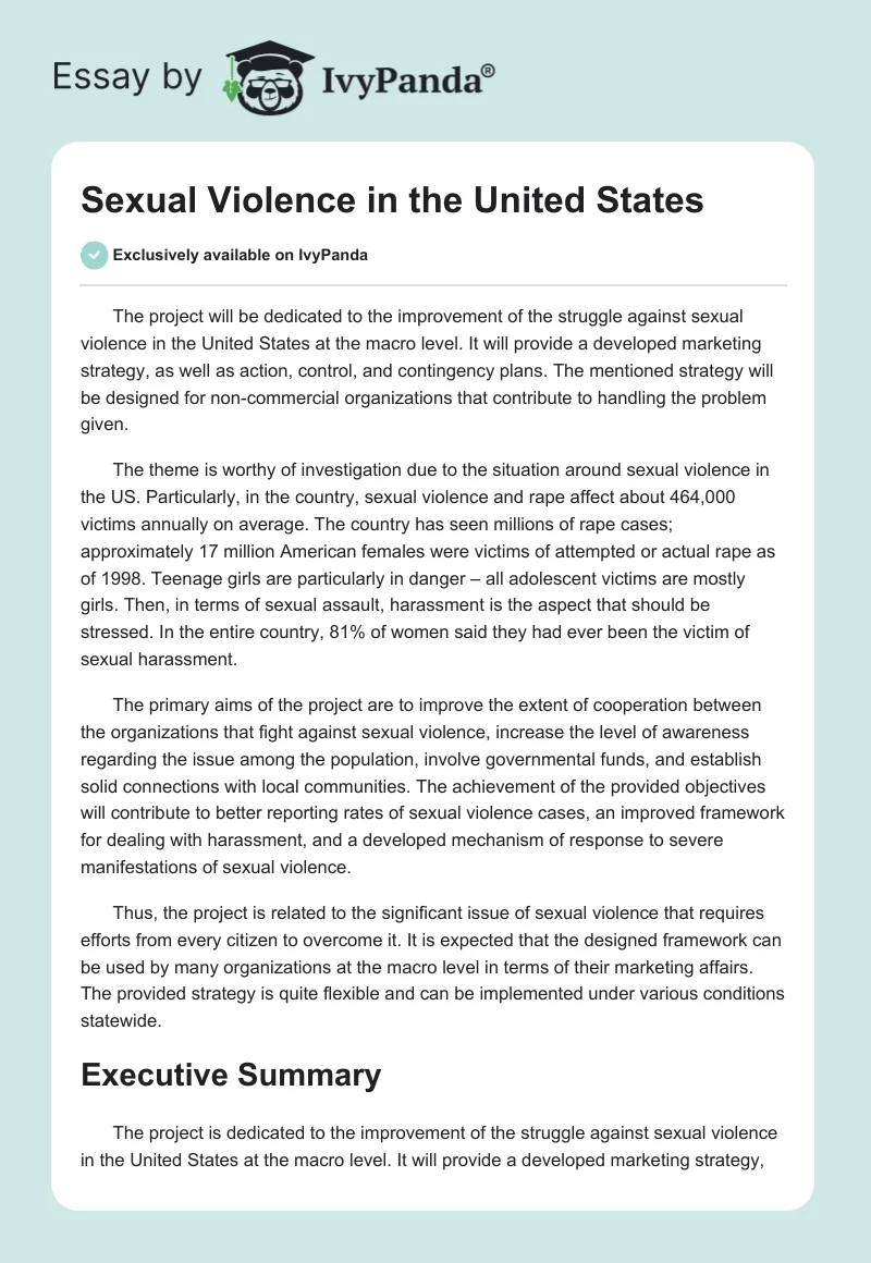 Sexual Violence in the United States. Page 1