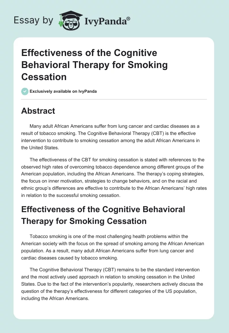 Effectiveness of the Cognitive Behavioral Therapy for Smoking Cessation. Page 1