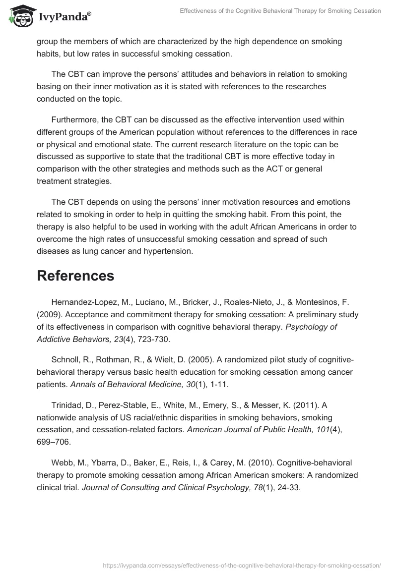 Effectiveness of the Cognitive Behavioral Therapy for Smoking Cessation. Page 5