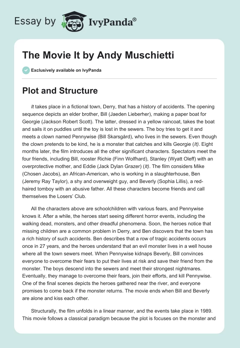 The Movie "It" by Andy Muschietti. Page 1