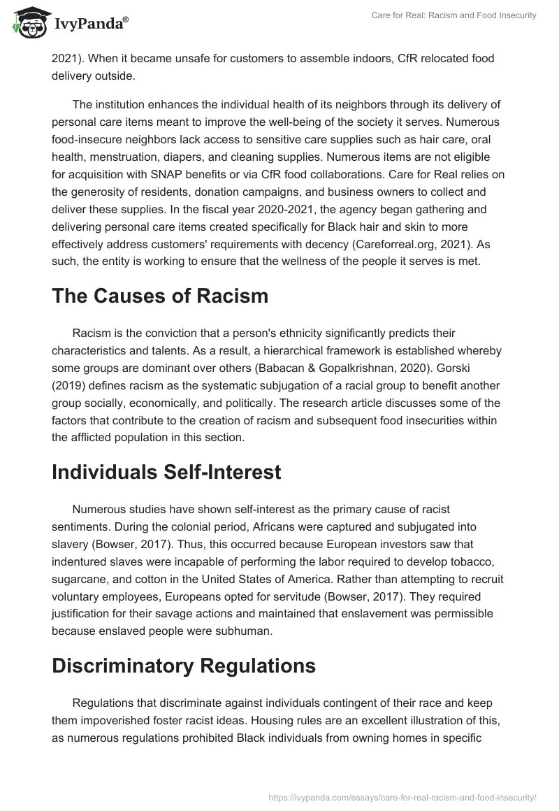 Care for Real: Racism and Food Insecurity. Page 2