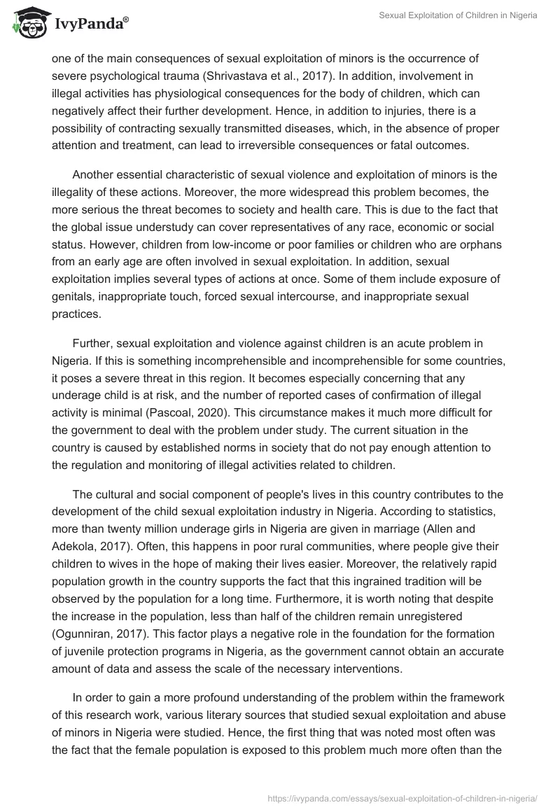 Sexual Exploitation of Children in Nigeria. Page 2