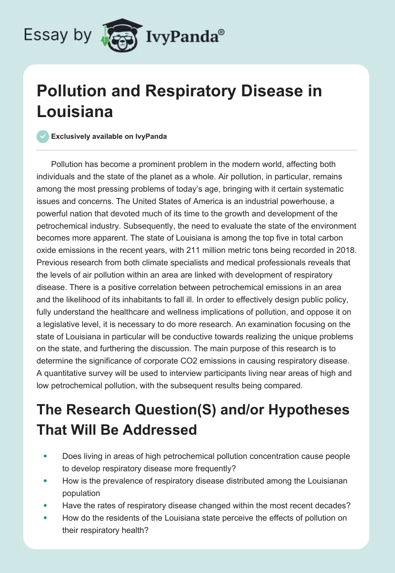 Pollution and Respiratory Disease in Louisiana. Page 1