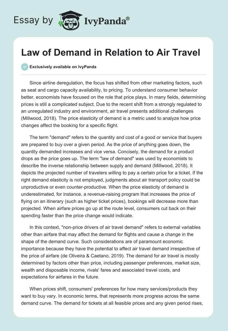 Law of Demand in Relation to Air Travel. Page 1