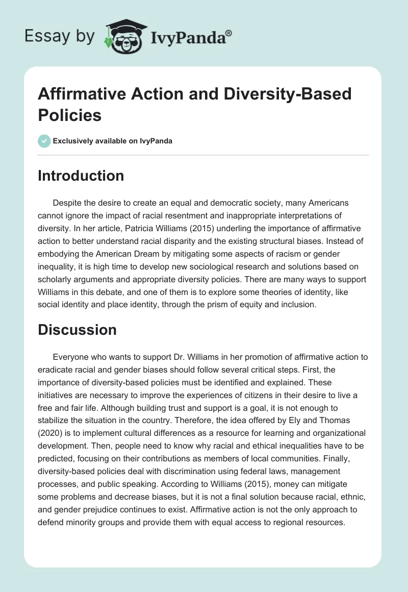 Affirmative Action and Diversity-Based Policies. Page 1