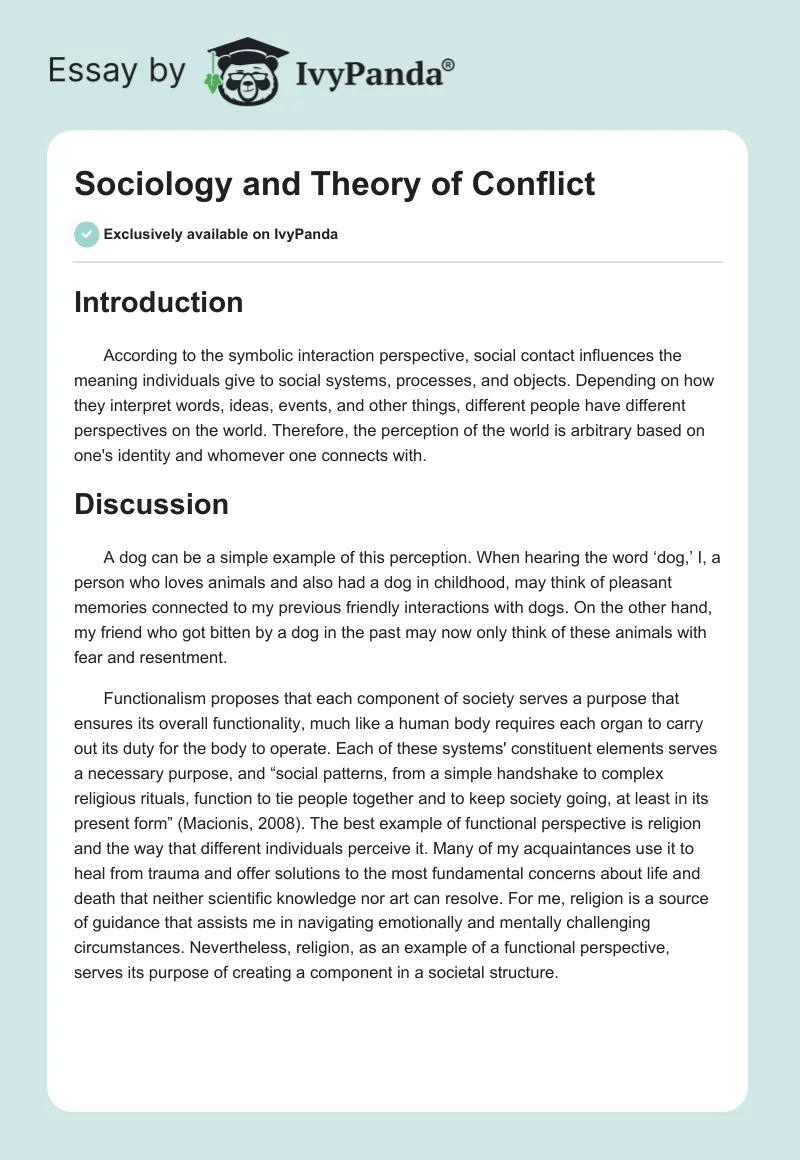 Sociology and Theory of Conflict. Page 1