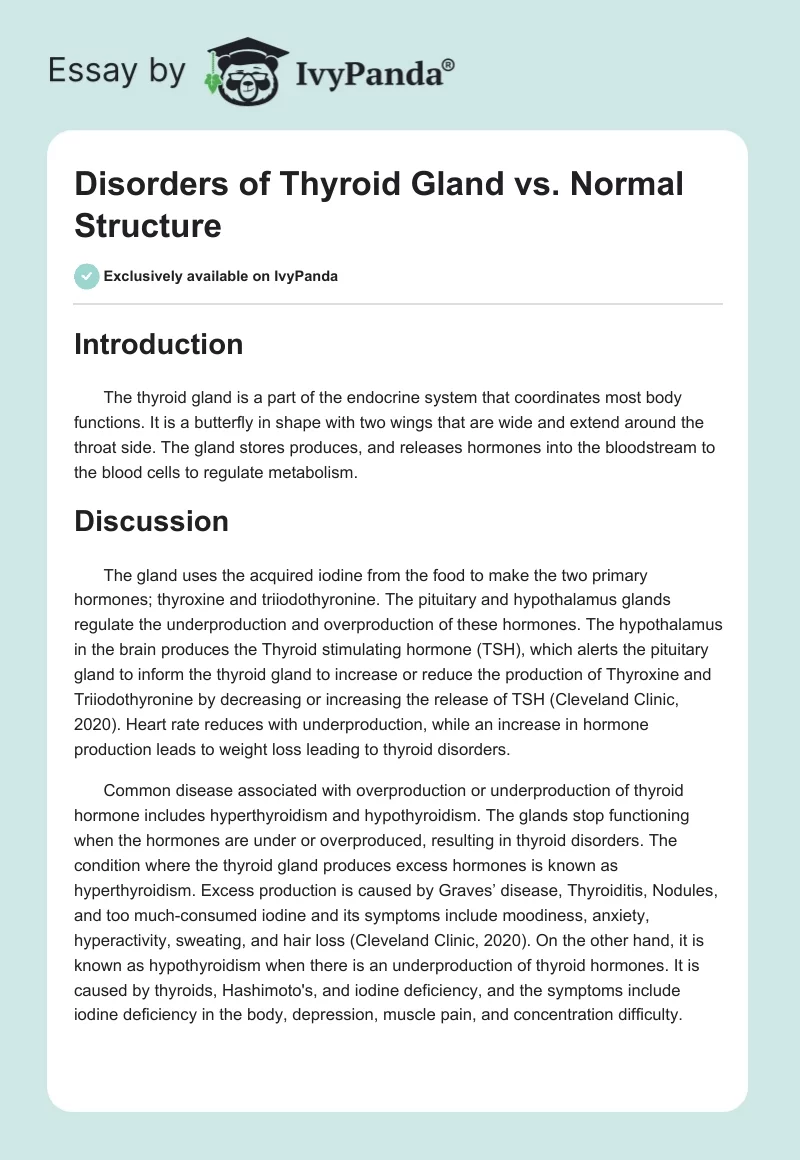 Disorders of Thyroid Gland vs. Normal Structure. Page 1