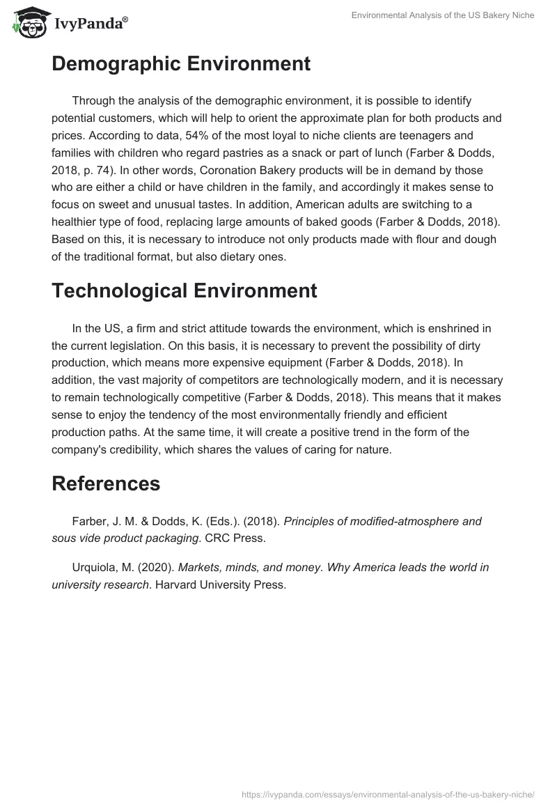 Environmental Analysis of the US Bakery Niche. Page 3