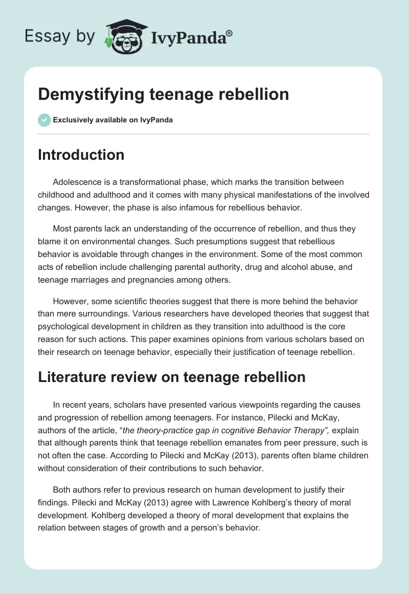 Demystifying teenage rebellion. Page 1