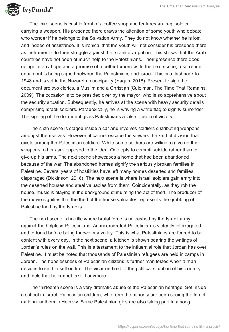 "The Time That Remains" Film Analysis. Page 2