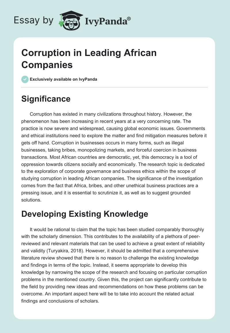 Corruption in Leading African Companies. Page 1