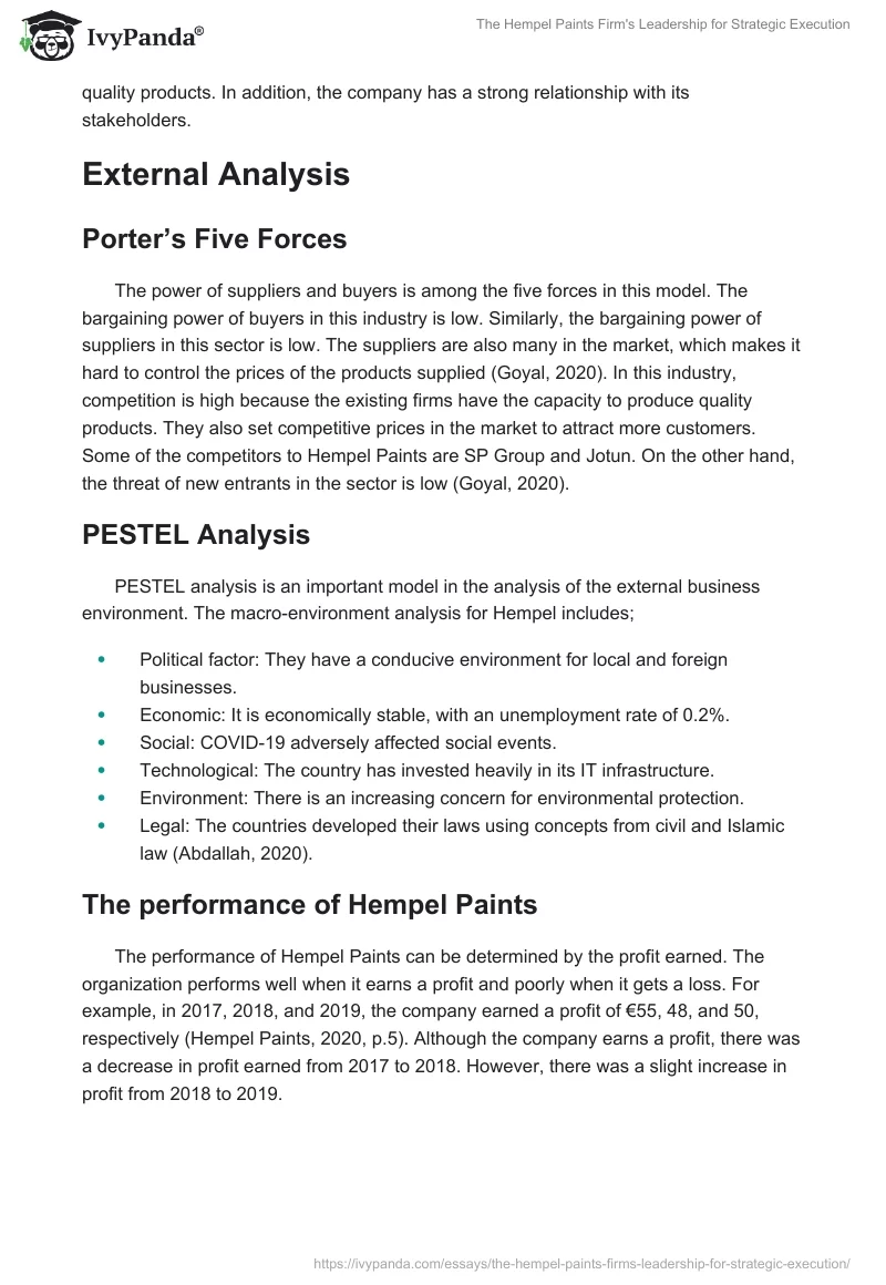 The Hempel Paints Firm's Leadership for Strategic Execution. Page 3