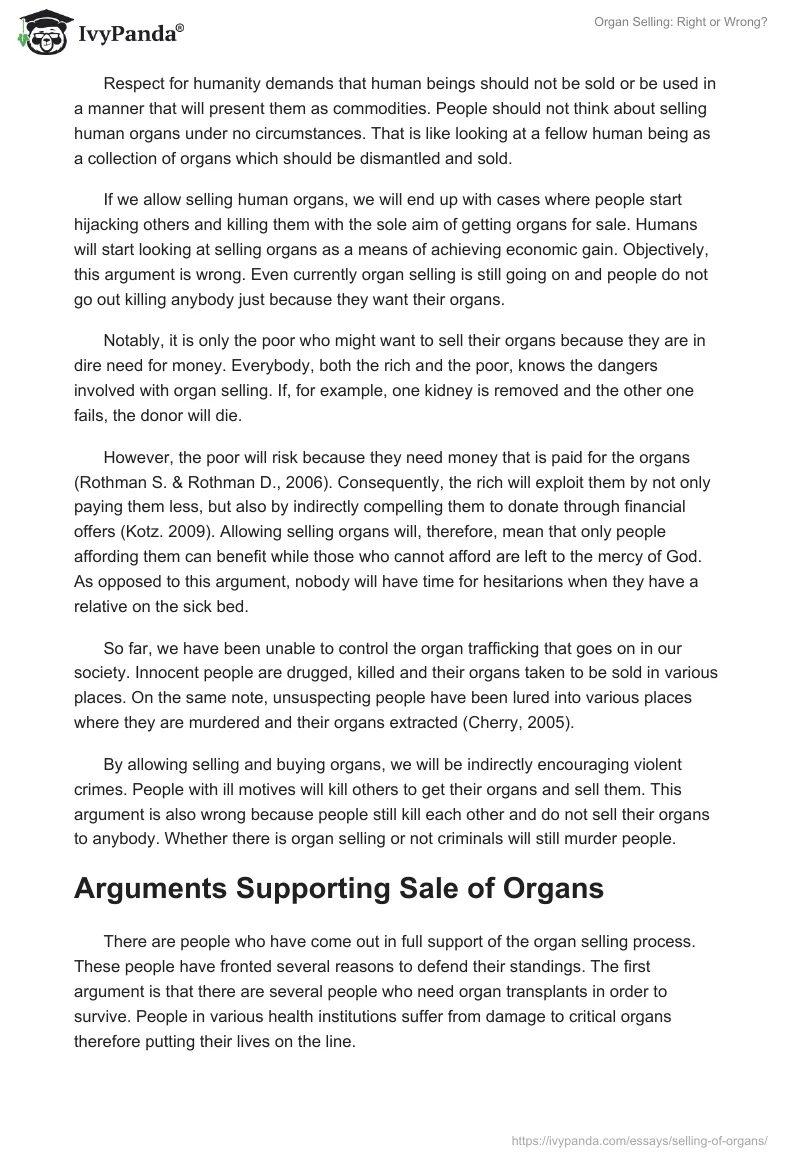 Organ Selling: Right or Wrong?. Page 2