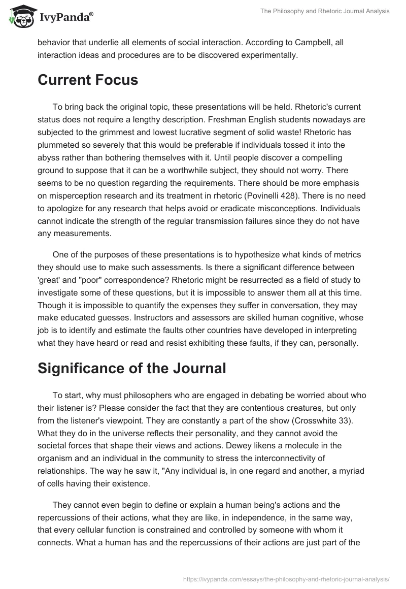 The Philosophy and Rhetoric Journal Analysis. Page 2