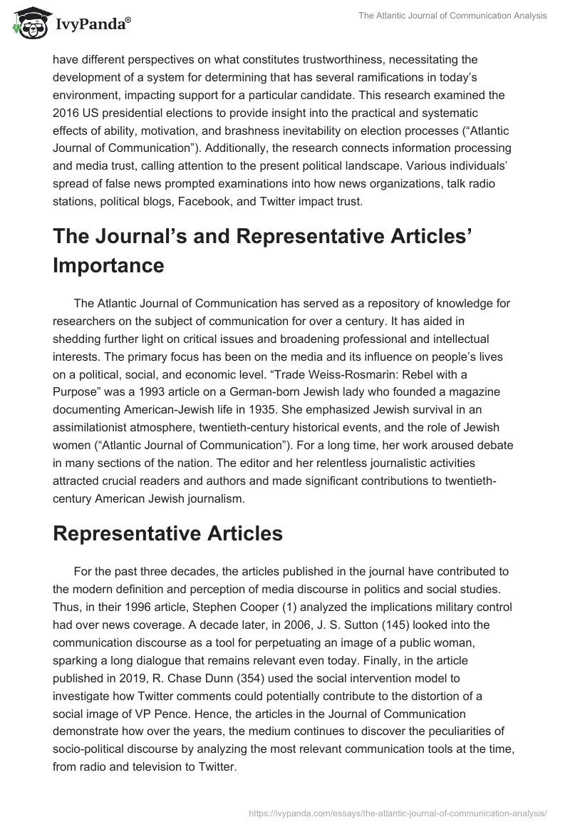 The Atlantic Journal of Communication Analysis. Page 2