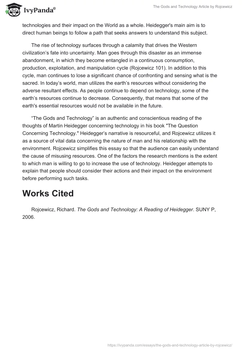 "The Gods and Technology" Article by Rojcewicz. Page 2