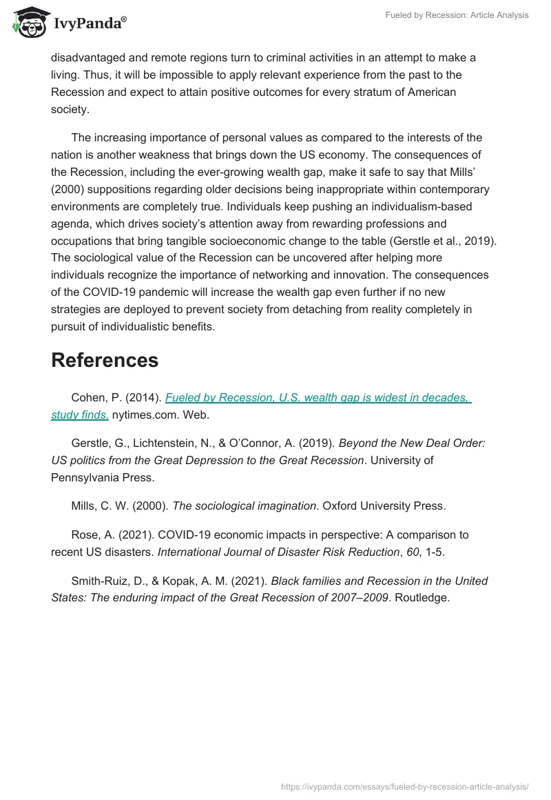 Fueled by Recession: Article Analysis. Page 3