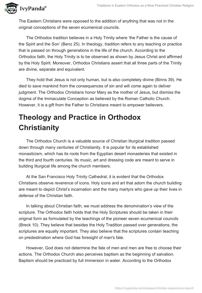 Traditions in Eastern Orthodox as a Most Practiced Christian Religion. Page 2