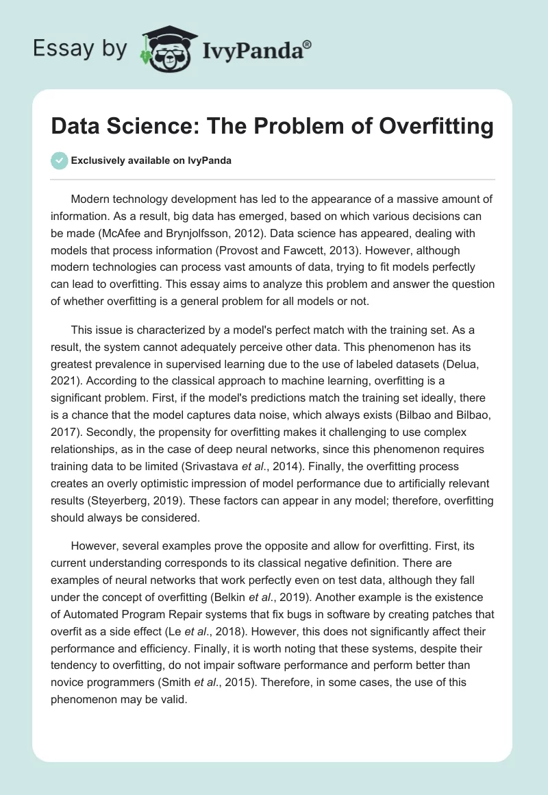 Data Science: The Problem of Overfitting. Page 1