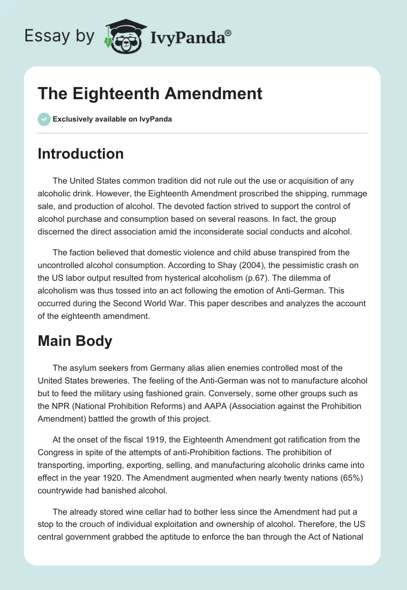 The Eighteenth Amendment. Page 1